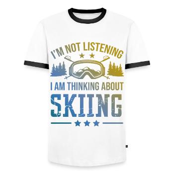 Ski de ski - T-shirt contrasté Homme - blanc/noir - Devant - AI Model Female 172 light (172cm) & AI Model Male 178 dark (178cm)