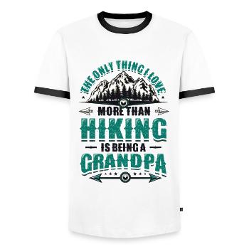 Mountain wandering grandpa. - Men's Ringer Shirt - white/black - Front - AI Model Female 172 light (172cm) & AI Model Male 178 dark (178cm)