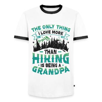 Mountain wandering grandpa. - Men's Ringer Shirt - white/black - Front - AI Model Female 172 light (172cm) & AI Model Male 178 dark (178cm)