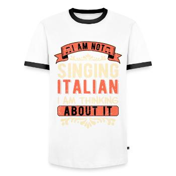 Opera singer Tenor Not Singing Italian - Men's Ringer Shirt - white/black - Front - AI Model Female 172 light (172cm) & AI Model Male 178 dark (178cm)