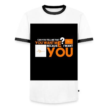 Je te veux, tu me veux aussi? - T-shirt contrasté Homme - blanc/noir - Devant - AI Model Female 172 light (172cm) & AI Model Male 178 dark (178cm)