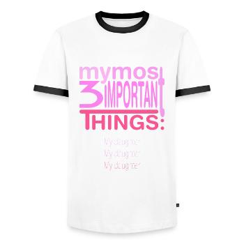 Wichtig? 3x meine Tochter - Männer Kontrast-T-Shirt - Weiß/Schwarz - Vorne - AI Model Female 172 light (172cm) & AI Model Male 178 dark (178cm)