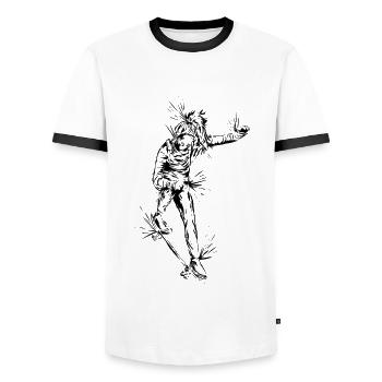 Skater Girl Skateboard - Men's Ringer Shirt - white/black - Front - AI Model Female 172 light (172cm) & AI Model Male 178 dark (178cm)