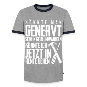 Genervter Handwerker Handwerk - Männer Kontrast-T-Shirt - Grau/Navy  - Vorne - AI Model Female 172 light (172cm) & AI Model Male 178 light (178cm)