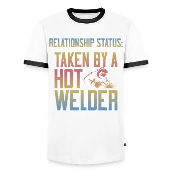Welder Welding Girlfriend - Men's Ringer Shirt - white/black - Front - AI Model Female 172 light (172cm) & AI Model Male 178 dark (178cm)