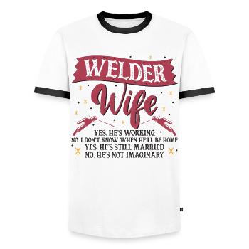 Soudeur Soudeur Femme Soudeur Femme Soudeur - T-shirt contrasté Homme - blanc/noir - Devant - AI Model Female 172 light (172cm) & AI Model Male 178 dark (178cm)