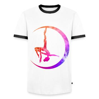 Retro Graphic Gymnast Gymnastics Acrobat Acrobatic - Männer Kontrast-T-Shirt - Weiß/Schwarz - Vorne - AI Model Female 172 light (172cm) & AI Model Male 178 dark (178cm)
