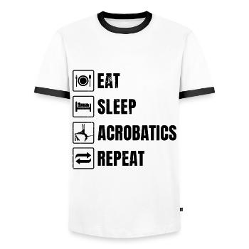Eat Sleep Acrobatics Repeat Acrobat Gymnastics Gym - Männer Kontrast-T-Shirt - Weiß/Schwarz - Vorne - AI Model Female 172 light (172cm) & AI Model Male 178 dark (178cm)