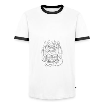 Pen and Paper for RPG Gaming Father - Men's Ringer Shirt - white/black - Front - AI Model Female 172 light (172cm) & AI Model Male 178 dark (178cm)