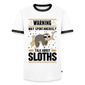 Avertissement paresseux paresseux - T-shirt contrasté Homme - blanc/noir - Devant - AI Model Female 172 light (172cm) & AI Model Male 178 dark (178cm)