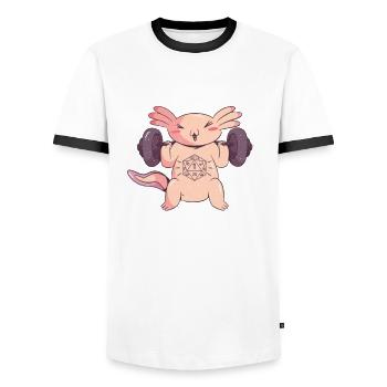 Pen and Paper for RPG Gaming Father - Men's Ringer Shirt - white/black - Front - AI Model Female 172 light (172cm) & AI Model Male 178 dark (178cm)