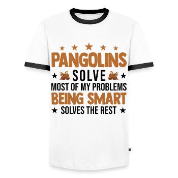 Pangolin Geschenk Schuppentier - Männer Kontrast-T-Shirt - Weiß/Schwarz - Vorne - AI Model Female 172 light (172cm) & AI Model Male 178 dark (178cm)