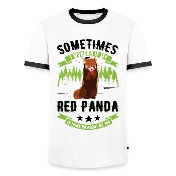 Red Panda Cadeau Chat Ours Panda Rouge - T-shirt contrasté Homme - blanc/noir - Devant - AI Model Female 172 light (172cm) & AI Model Male 178 dark (178cm)