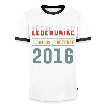 Légendaire Depuis Octobre 2016 Anniversaire - T-shirt contrasté Homme - blanc/noir - Devant - AI Model Female 172 light (172cm) & AI Model Male 178 dark (178cm)