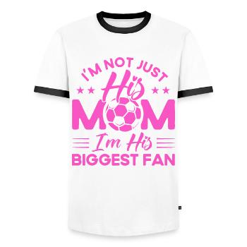 Sportfan Fußball Fußball Mama Geschenk - Männer Kontrast-T-Shirt - Weiß/Schwarz - Vorne - AI Model Female 172 light (172cm) & AI Model Male 178 dark (178cm)