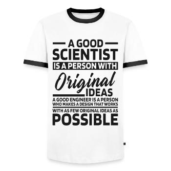 Wissenschaftler Ingenieur lustiger Spruch - Männer Kontrast-T-Shirt - Weiß/Schwarz - Vorne - AI Model Female 172 light (172cm) & AI Model Male 178 dark (178cm)