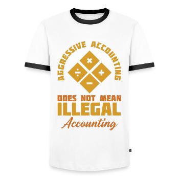 Aggressive Buchführung bedeutet nicht - Männer Kontrast-T-Shirt - Weiß/Schwarz - Vorne - AI Model Female 172 light (172cm) & AI Model Male 178 dark (178cm)