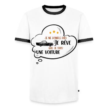 Je Ne Ronfle Pas Je Rêve Que Idée Cadeau Drôle - T-shirt contrasté Homme - blanc/noir - Devant - AI Model Female 172 light (172cm) & AI Model Male 178 dark (178cm)