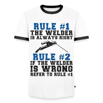 Welder Welding Vintage Rule #1 The - Men's Ringer Shirt - white/black - Front - AI Model Female 172 light (172cm) & AI Model Male 178 dark (178cm)