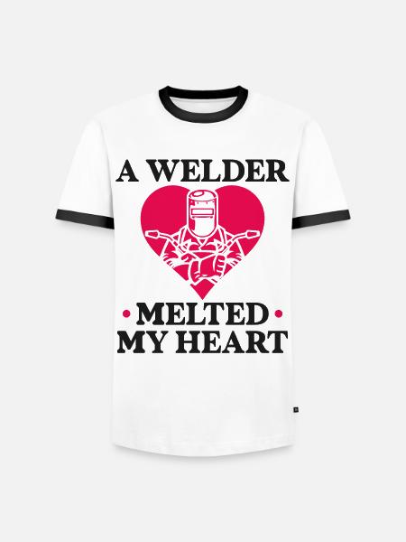 Welder Welding Girlfriend - Männer Kontrast-T-Shirt - Weiß/Schwarz