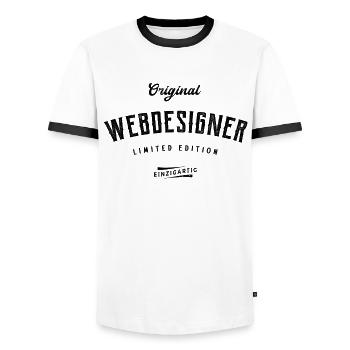 Webdesigner Limited Edition Webdesign - Männer Kontrast-T-Shirt - Weiß/Schwarz - Vorne - AI Model Female 172 light (172cm) & AI Model Male 178 dark (178cm)