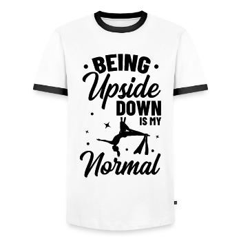Being Upside Down Is My Normal Acrobatics Gymnasti - Männer Kontrast-T-Shirt - Weiß/Schwarz - Vorne - AI Model Female 172 light (172cm) & AI Model Male 178 dark (178cm)