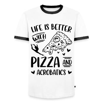 Life Is Better Upside Down Acrobatics Acrobat Gymn - Männer Kontrast-T-Shirt - Weiß/Schwarz - Vorne - AI Model Female 172 light (172cm) & AI Model Male 178 dark (178cm)