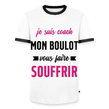 Je suis coach mon boulot vous faire souffrir - T-shirt contrasté Homme - blanc/noir - Devant - AI Model Female 172 light (172cm) & AI Model Male 178 dark (178cm)
