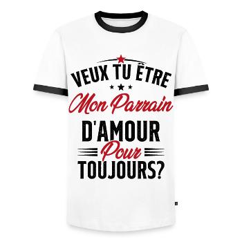 Veux Tu Être Mon Parrain D'amour pour toujours - T-shirt contrasté Homme - blanc/noir - Devant - AI Model Female 172 light (172cm) & AI Model Male 178 dark (178cm)