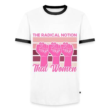 Empowerment of gender equality F - Men's Ringer Shirt - white/black - Front - AI Model Female 172 light (172cm) & AI Model Male 178 dark (178cm)
