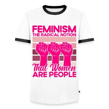 Empowerment of gender equality F - Men's Ringer Shirt - white/black - Front - AI Model Female 172 light (172cm) & AI Model Male 178 dark (178cm)