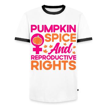 Droits des femmes Autonomisation féministe - T-shirt contrasté Homme - blanc/noir - Devant - AI Model Female 172 light (172cm) & AI Model Male 178 dark (178cm)