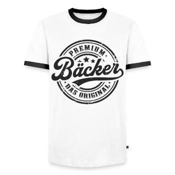 Bäcker das Original Lustiges Bäckerei - Männer Kontrast-T-Shirt - Weiß/Schwarz - Vorne - AI Model Female 172 light (172cm) & AI Model Male 178 dark (178cm)