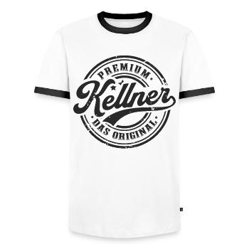 Kellner das Original Lustiges Kellner - Männer Kontrast-T-Shirt - Weiß/Schwarz - Vorne - AI Model Female 172 light (172cm) & AI Model Male 178 dark (178cm)