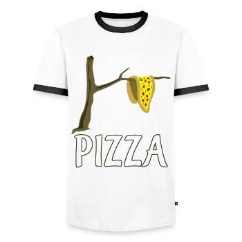 Pizza Restaurant Pizzabäcker Pizzaria - Männer Kontrast-T-Shirt - Weiß/Schwarz - Vorne - AI Model Female 172 light (172cm) & AI Model Male 178 dark (178cm)
