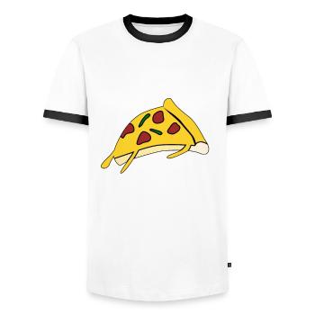 Pizza Essen Pizzabäcker Pizzaria - Männer Kontrast-T-Shirt - Weiß/Schwarz - Vorne - AI Model Female 172 light (172cm) & AI Model Male 178 dark (178cm)