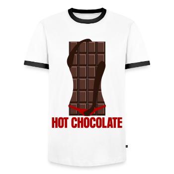 Schokolade Hot Chocolate - Men's Ringer Shirt - white/black - Front - AI Model Female 172 light (172cm) & AI Model Male 178 dark (178cm)