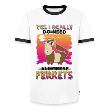 Yes I really do need all these Ferrets Frettchen - Männer Kontrast-T-Shirt - Weiß/Schwarz - Vorne - AI Model Female 172 light (172cm) & AI Model Male 178 dark (178cm)