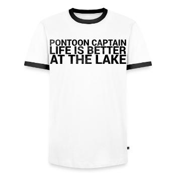 Capitaine ponton La vie est meilleure sur le moteur marin - T-shirt contrasté Homme - blanc/noir - Devant - AI Model Female 172 light (172cm) & AI Model Male 178 dark (178cm)