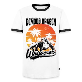 Komodowaran Flüsterer Komodo Dragon Whisperer - Men's Ringer Shirt - white/black - Front - AI Model Female 172 light (172cm) & AI Model Male 178 dark (178cm)