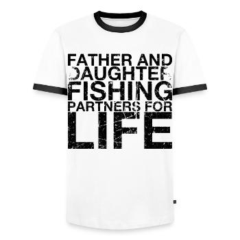 Father and daughter Fishing partner for life - Men's Ringer Shirt - white/black - Front - AI Model Female 172 light (172cm) & AI Model Male 178 dark (178cm)