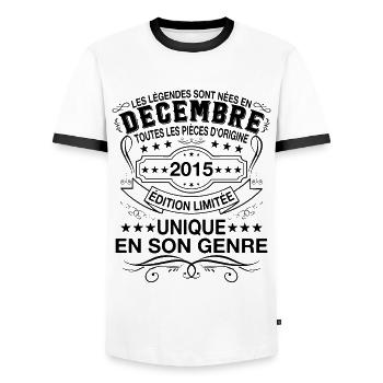 Cadeau Les légendes sont nées en Décembre 2015 - T-shirt contrasté Homme - blanc/noir - Devant - AI Model Female 172 light (172cm) & AI Model Male 178 dark (178cm)