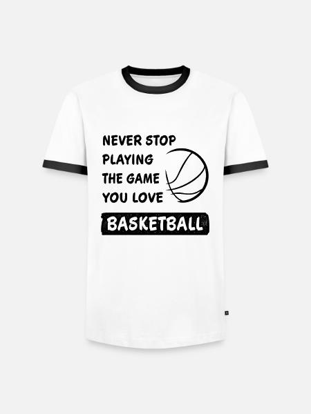 Never stop playing basketball - Men's Ringer Shirt - white/black