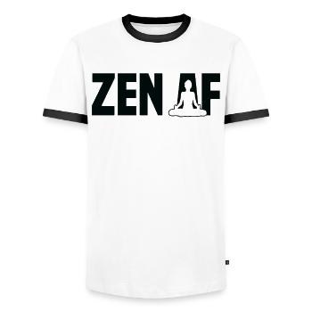Zen AF Yoga Sitting Cushion Yoga Mat Meditation Ku - Men's Ringer Shirt - white/black - Front - AI Model Female 172 light (172cm) & AI Model Male 178 dark (178cm)