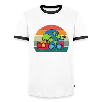 Reisen Reisende Reisender Urlaub Urlauberin Ferien - Männer Kontrast-T-Shirt - Weiß/Schwarz - Vorne - AI Model Female 172 light (172cm) & AI Model Male 178 dark (178cm)