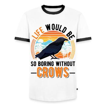 Crow Raven Crow Crow Husbandry Crow Breeder - Men's Ringer Shirt - white/black - Front - AI Model Female 172 light (172cm) & AI Model Male 178 dark (178cm)