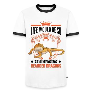 Dragon barbu Cadeau Dragon Barbu Pogona - T-shirt contrasté Homme - blanc/noir - Devant - AI Model Female 172 light (172cm) & AI Model Male 178 dark (178cm)