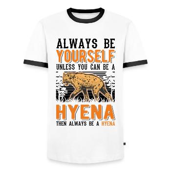 Always be yourself Hyena Erdwolf Hyäne - Männer Kontrast-T-Shirt - Weiß/Schwarz - Vorne - AI Model Female 172 light (172cm) & AI Model Male 178 dark (178cm)