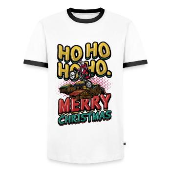 Ho Ho Ho Ho Frohe Weihnachten Santa Riding Dirt - Männer Kontrast-T-Shirt - Weiß/Schwarz - Vorne - AI Model Female 172 light (172cm) & AI Model Male 178 dark (178cm)