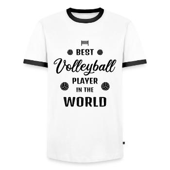 Meilleur joueur de volleyball au monde Citation Cadeau - T-shirt contrasté Homme - blanc/noir - Devant - AI Model Female 172 light (172cm) & AI Model Male 178 dark (178cm)